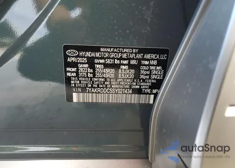 2025 Hyundai Ioniq 5 Limited z USA, uszkodzony, nr VIN 7YAKRDDC5SY021434